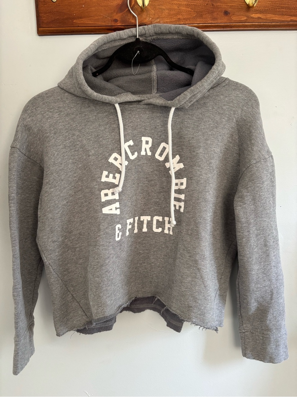 Abercrombie & Fitch Gray Cropped Logo Hoodie